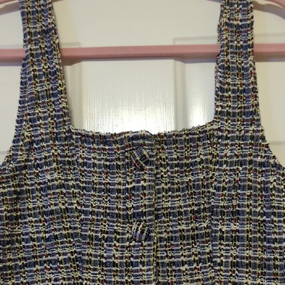 Free People Square Neck Button Front Tweed Mini Dress Size Small NWT Boho Boucle - Picture 5 of 7